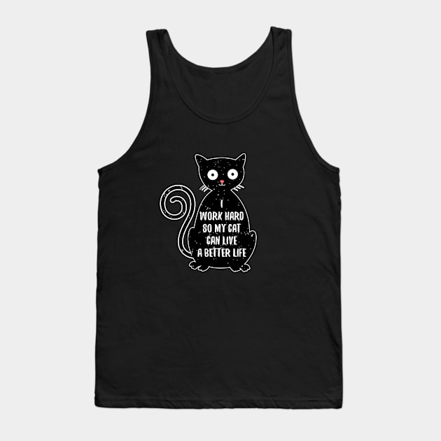 Funny Black Cat Motivational Design for Cat Person Tank Top by Teeziner